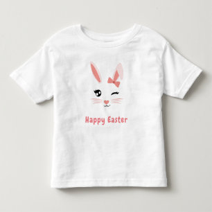 Camiseta Infantil Felz pascoa Cor-de-rosa com rosto rosado