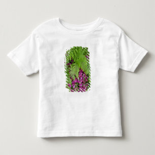 Camiseta Infantil Fêmeas de floresta com pétalas de flor rosa no c
