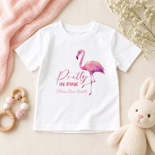 Camiseta Infantil Feminina de Flamingo Rosa Bonito