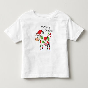 Camiseta Infantil Feriado de Natal do Cartoon Engraçado de Vaca