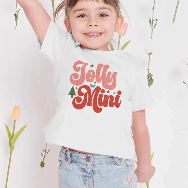 Camiseta Infantil Feriados de Natal da Jolly Mini Retro Groovy (Jolly Mama Retro Groovy Christmas Holidays T-Shirt)