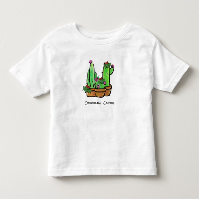 Camiseta Infantil Férias bonitas Xmas Cactus cactos succulta (Frente)