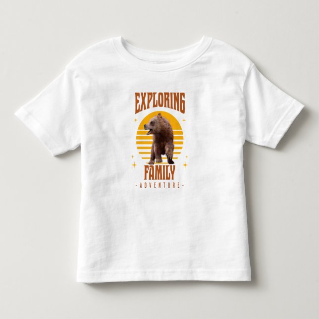 Camiseta Infantil Férias de Família Combinando Urso Aventura Estilo (Frente)