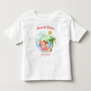 Camiseta Infantil Férias de Verão bonitas Nome Beach Girl