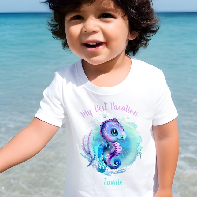 Camiseta Infantil Férias de Verão de Cavalo-da-Mancha-branca persona (Criador carregado)