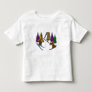 Camiseta Infantil Férias do esqui do filhote de cachorro