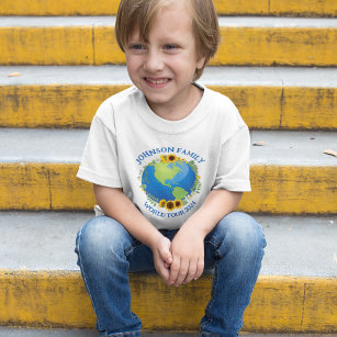 Camiseta Infantil Férias em Foguete da Terra Viagem do Mundo Persona