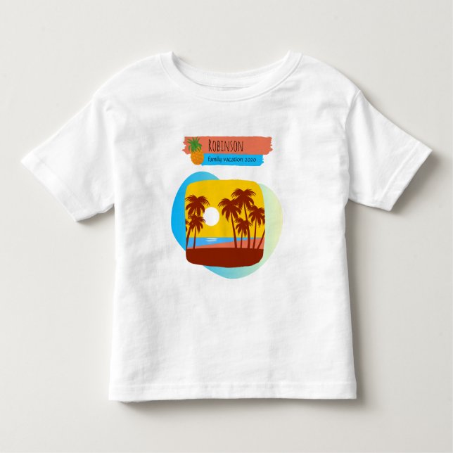 Camiseta Infantil Férias Tropicais Familiares Correspondendo ao Souv (Frente)