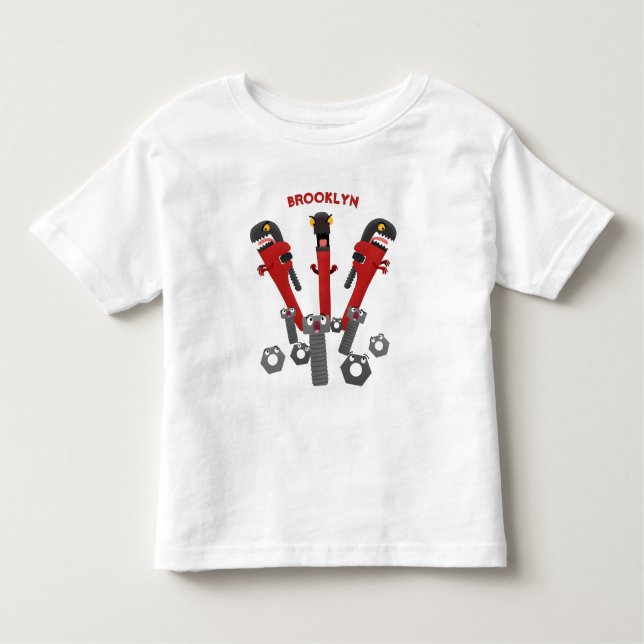 Camiseta Infantil Ferramentas engraçadas de monstro de wrench (Frente)