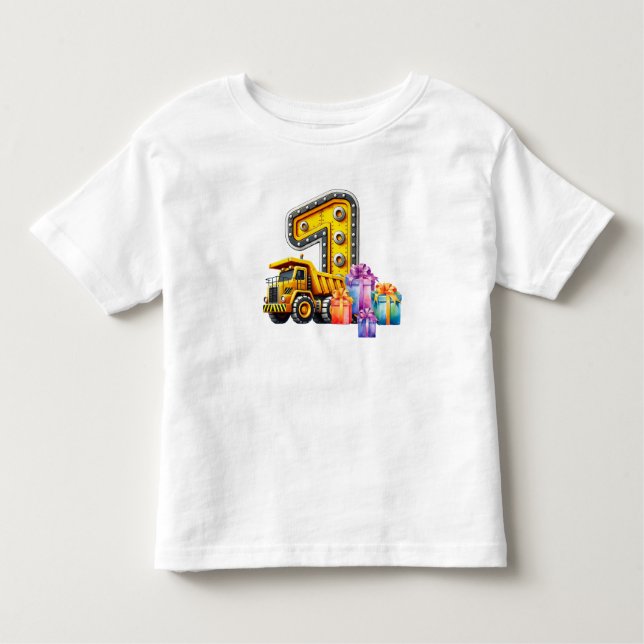 Camiseta Infantil Festa de 1º Aniversário de Construção (Frente)