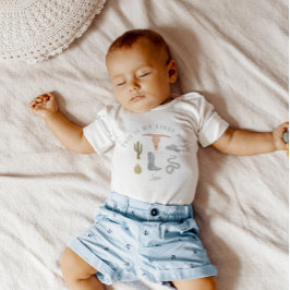 Camiseta Infantil Festa de 1º Aniversário do Cowboy Primeiro Rodeio