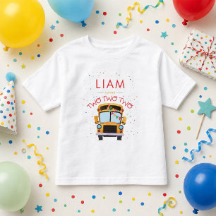 Camiseta Infantil Festa de 2º Aniversário no Ônibus Escolar