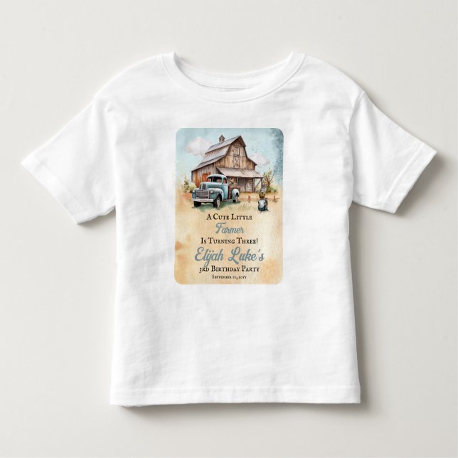 Camiseta Infantil Festa de 3 Anos do Fazendeirozinho (Frente)