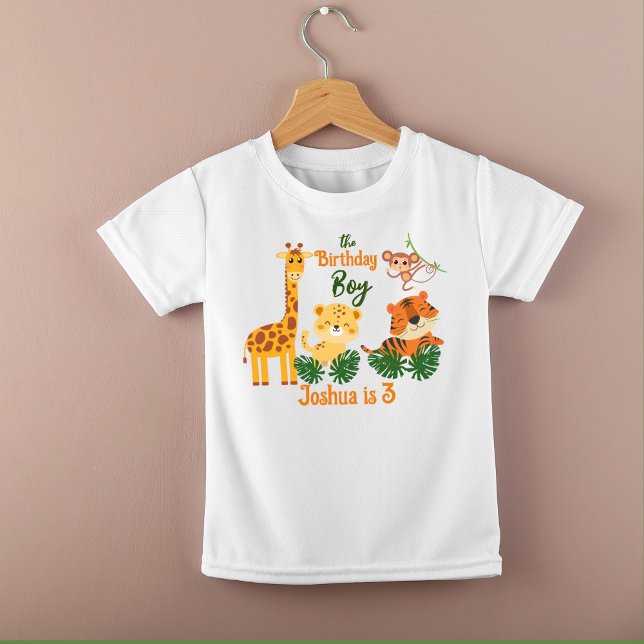 Camiseta Infantil Festa de animais da selva bonita, aniversário pers (Criador carregado)