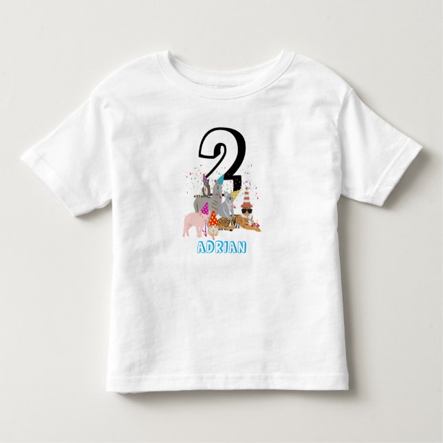 Camiseta Infantil Festa de Animais - Idade de Aniversário de Menino  (Frente)