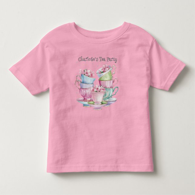 Camiseta Infantil Festa de Aniversário Chá para Duas Menina Elegante (Frente)