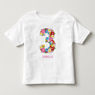 Camiseta Infantil Festa de aniversário de 3 anos de Garden Pink Girl