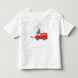 Camiseta Infantil Festa de aniversário de Caminhão de Fogo Vermelho