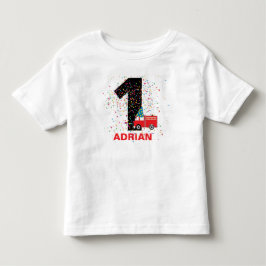 Camiseta Infantil Festa de aniversário de Caminhão de Fogo Vermelho
