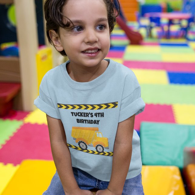 Camiseta Infantil Festa de aniversário de Construção Azul-Vazio (Criador carregado)