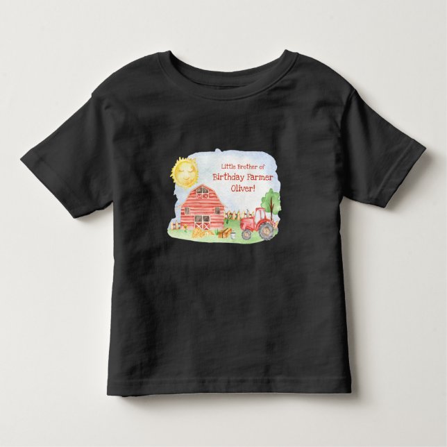 Camiseta Infantil Festa de Aniversário de Crianças Fazendeiro Combin (Frente)