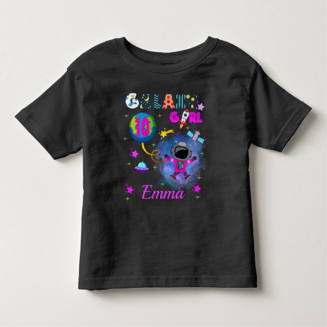 Camiseta Infantil Festa de aniversário de Galáxia do Espaço Exterior (Frente)