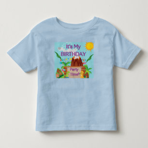 Camiseta Infantil Festa de aniversário de Garoto de Vulcão Dinossuar