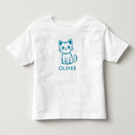 Camiseta Infantil Festa de aniversário de gato azul com kit de cores
