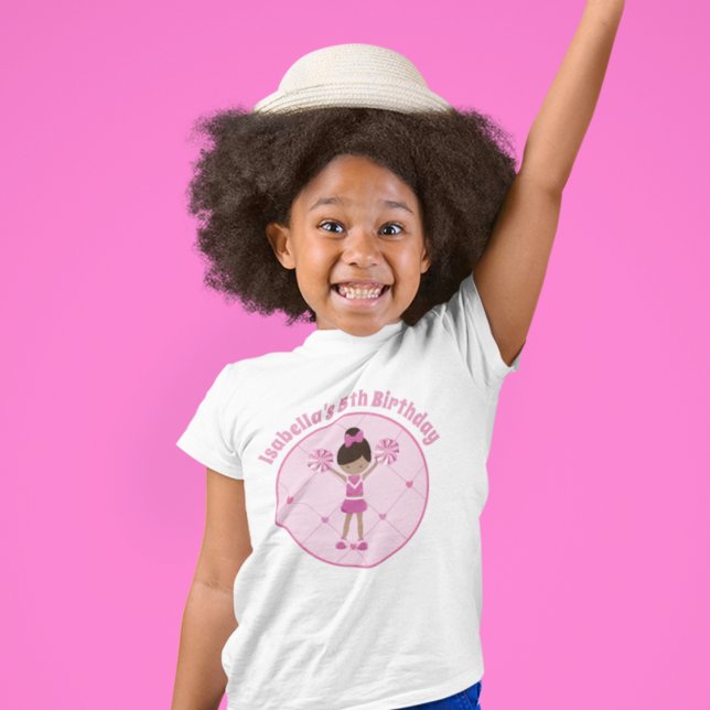 Camiseta Infantil Festa de aniversario de meninas Cheerleader afro-a (Criador carregado)