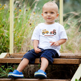 Camiseta Infantil Festa de aniversário de menino de trator de aquare