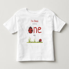 Camiseta Infantil Festa de Aniversário de um ano da Joaninha Menina