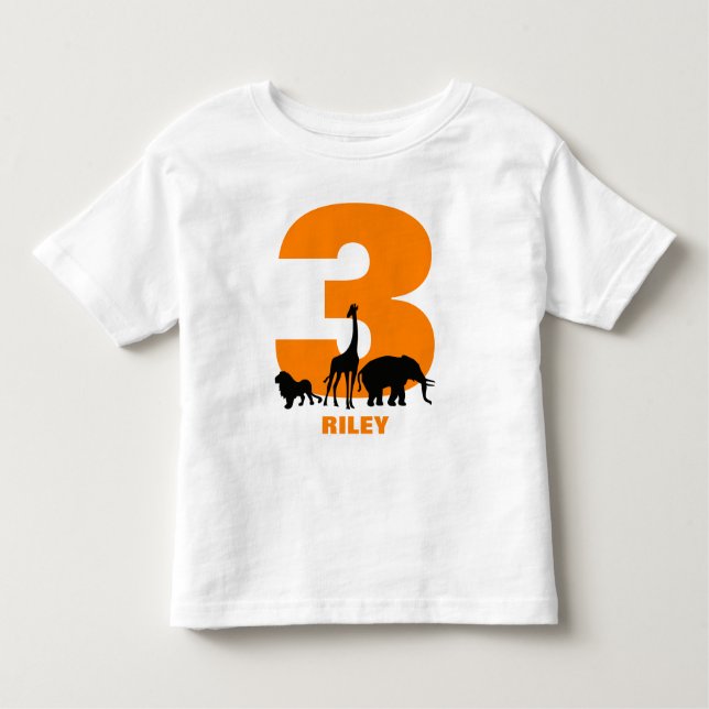 Camiseta Infantil Festa de aniversário de zoológico laranja personal (Frente)
