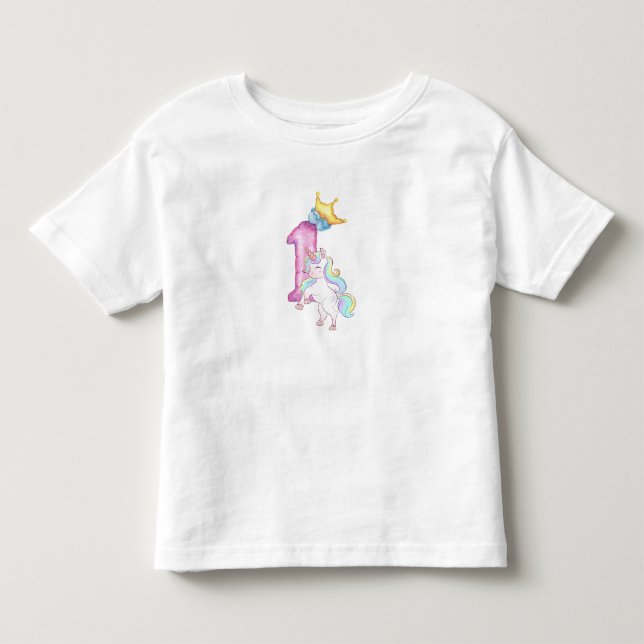 Camiseta Infantil Festa de Aniversário Fantasia Unicórnio Mágico Cel (Frente)