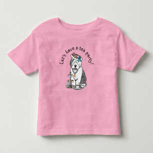 Camiseta Infantil Festa de Chá de Menina Fofa Old English Sheepdog (