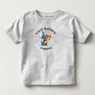Camiseta Infantil Festa de Confetes de Aniversário do Cachorrinho Be