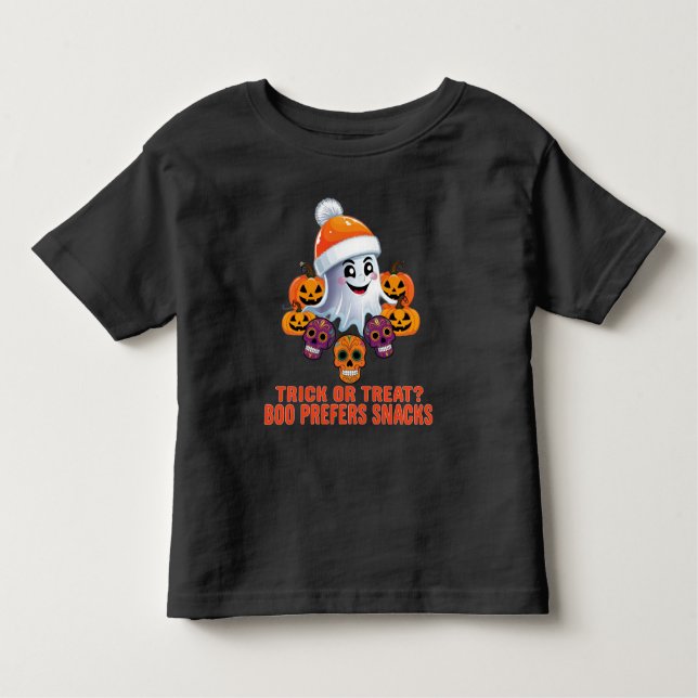 Camiseta Infantil Festa de Halloween de Trick ou Tratar Boo Engraçad (Frente)