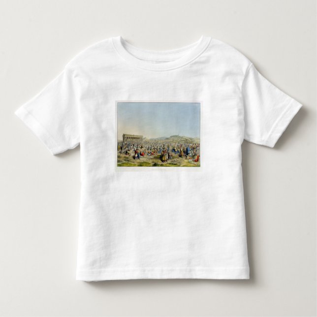 Camiseta Infantil Festival em Atenas, bar. por J. Rodwell, 1830 (Frente)