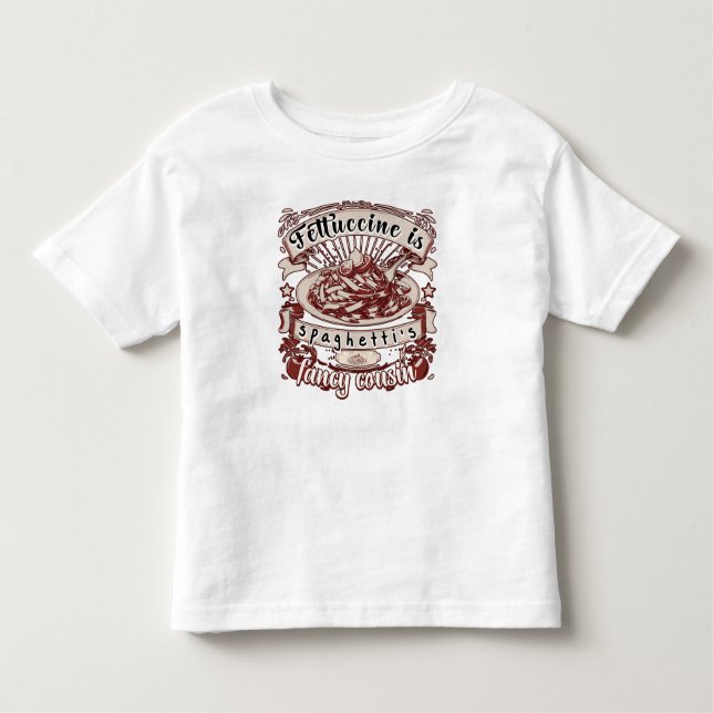 Camiseta Infantil Fettuccine é primo Rico de Espaguete (Frente)
