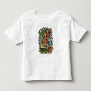 Camiseta Infantil Figura coroada assentada cercada por músicos