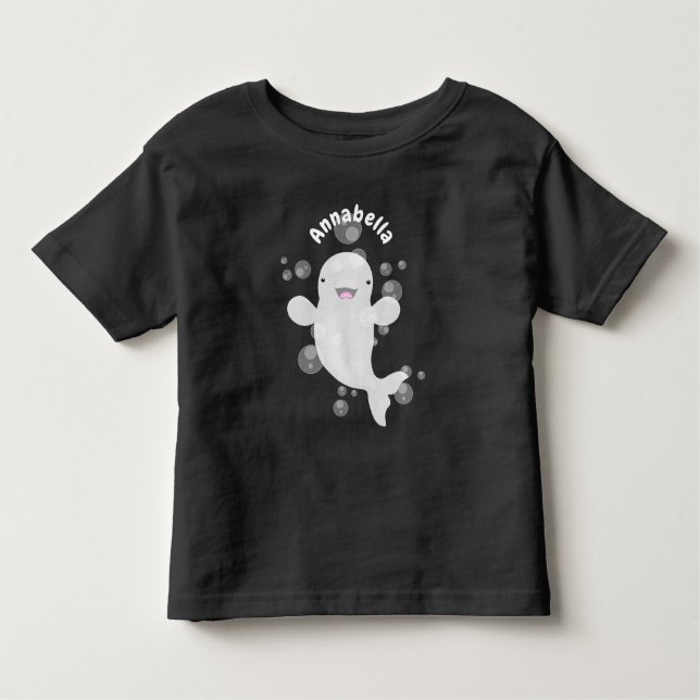 Camiseta Infantil Figura de desenho animado de bolhas de baleia belu (Frente)