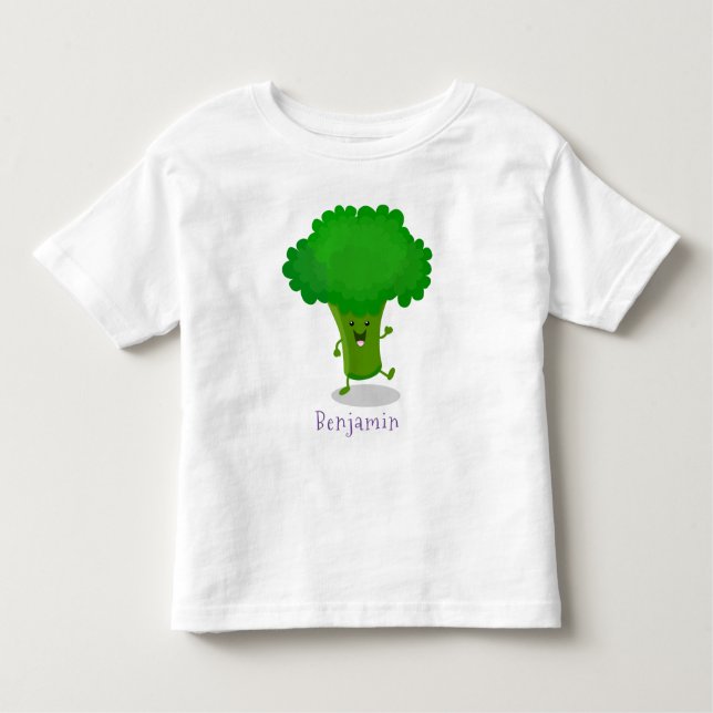 Camiseta Infantil Figura de desenho animado de brócolis dançante de  (Frente)