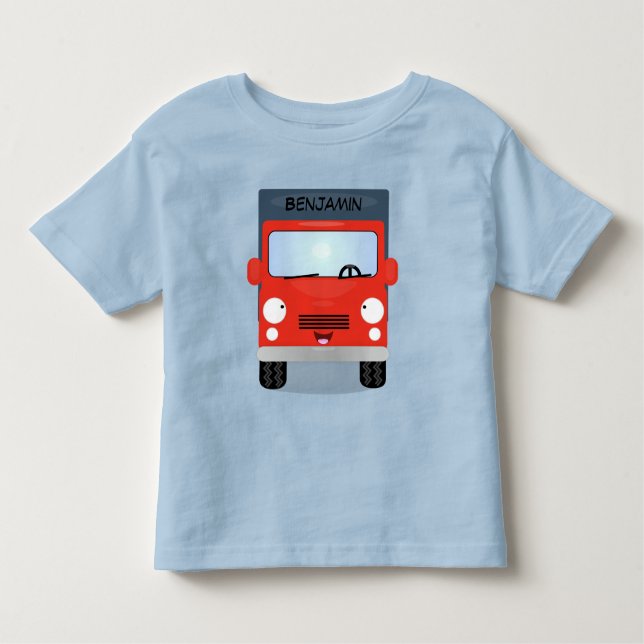 Camiseta Infantil Figura de desenho animado de caminhão vermelho-bra (Frente)