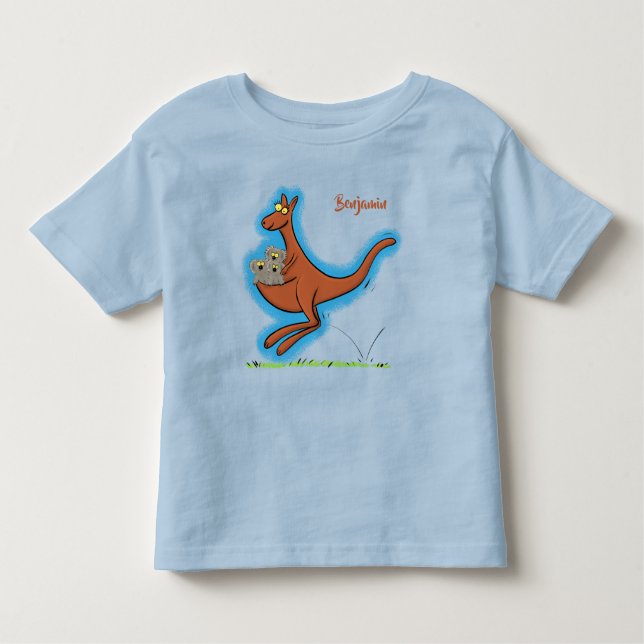 Camiseta Infantil Figura de desenho animado de canguru e koalas (Frente)