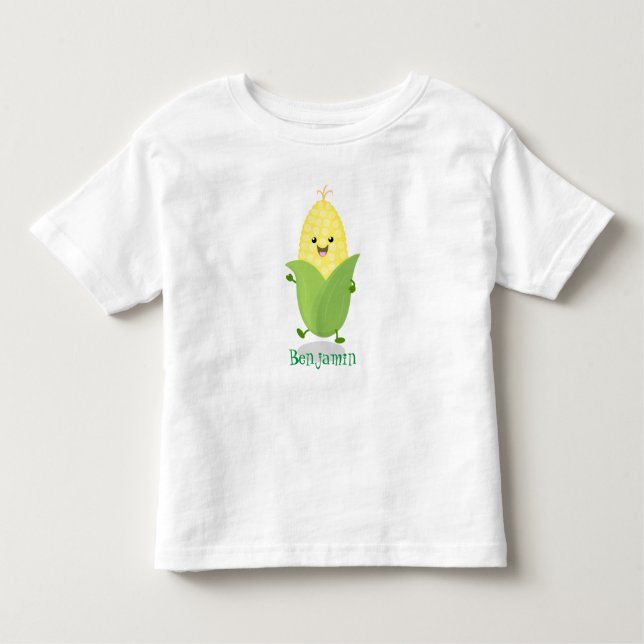 Camiseta Infantil Figura de desenho animado de milho feliz (Frente)