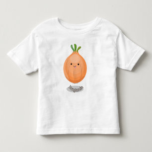 Camiseta Infantil Figura de desenho animado verde de cebola castanho