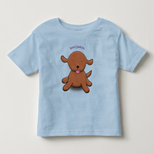 Camiseta Infantil Figura de desenho azul de cachorro feliz e bonito