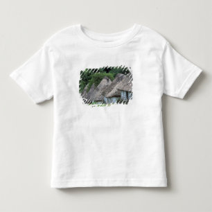 Camiseta Infantil Fiji, Viti, Casas de cabanas tradicionais.