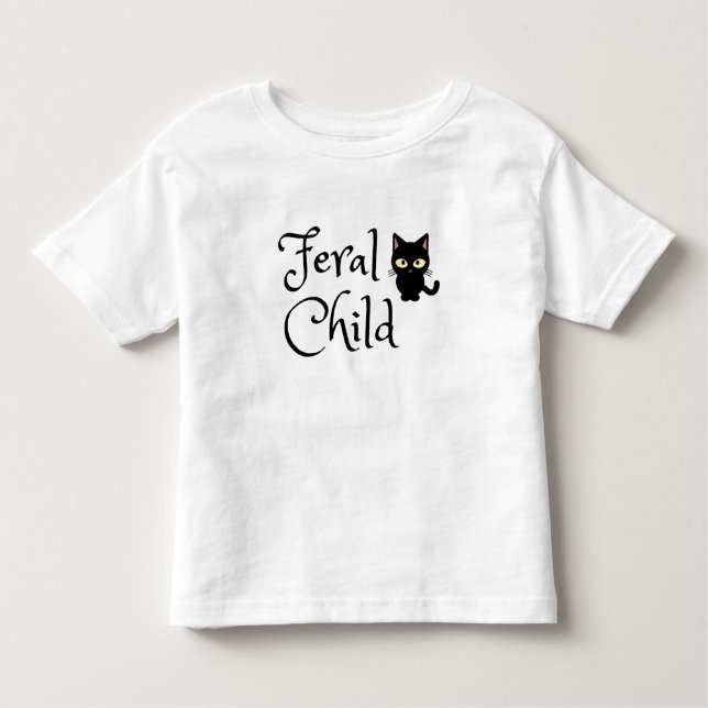 Camiseta Infantil Filha Selvagem com Design de Gato Preto (Frente)