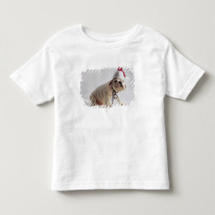 Camiseta Infantil Filhote de cachorro do buldogue que veste o chapé