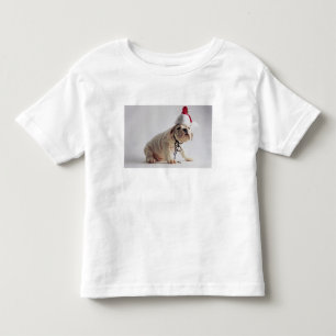 Camiseta Infantil Filhote de cachorro do buldogue que veste o chapé